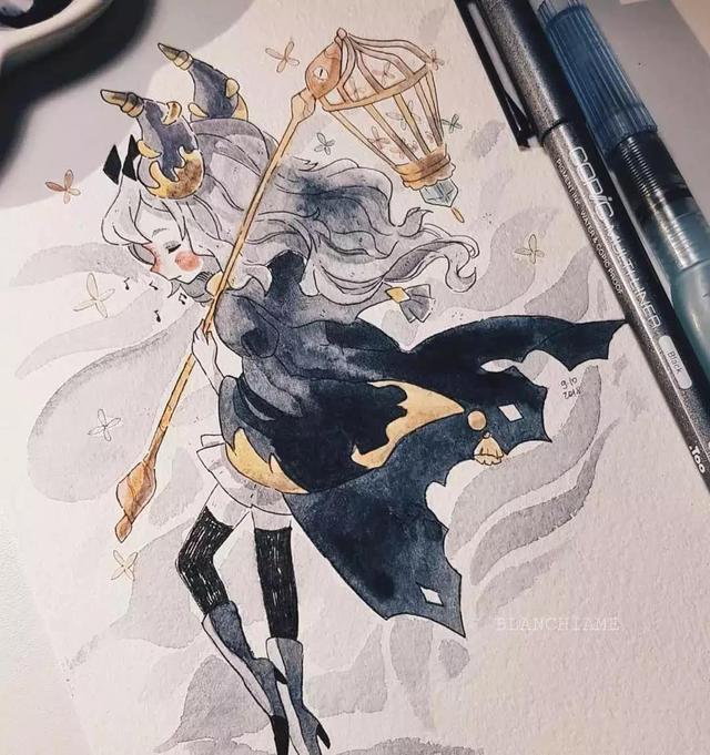 水彩马克笔这些女孩子就像是古灵精怪的小精灵