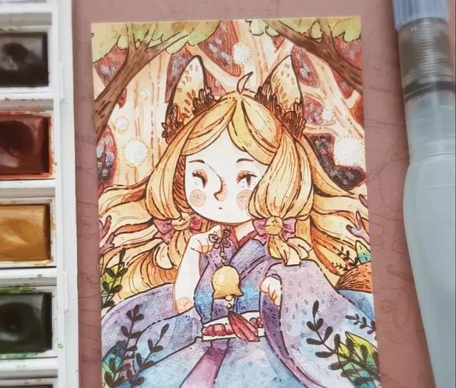 水彩马克笔这些女孩子就像是古灵精怪的小精灵