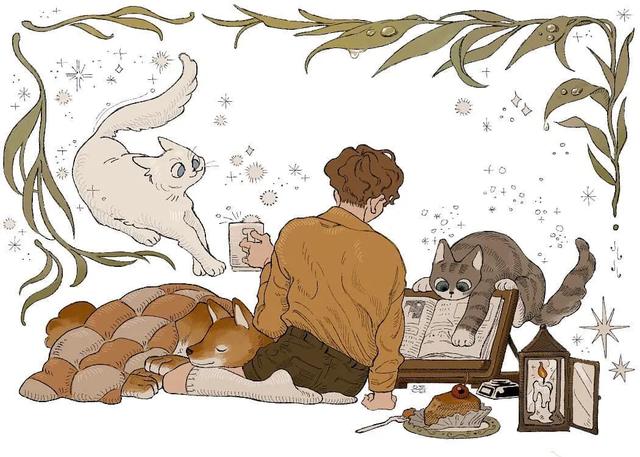 治愈系插画∣给予温暖的萌萌哒猫星人们心都暖了