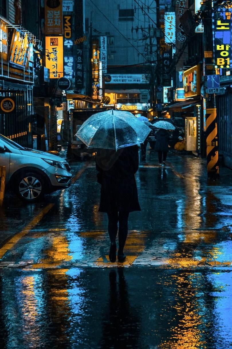 雨照片唯美夜景图片