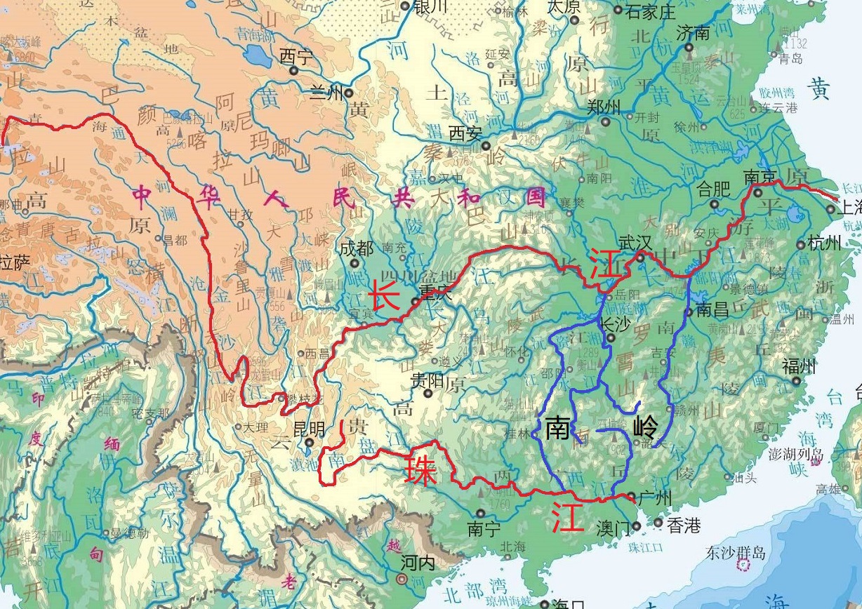 南方地区河流分布图图片
