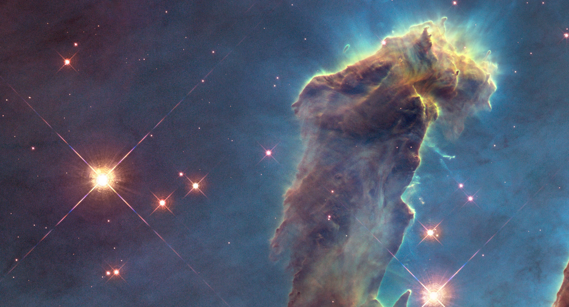 酷图集合nasa用红外光线观测揭秘著名哈勃拍摄星云创生之柱