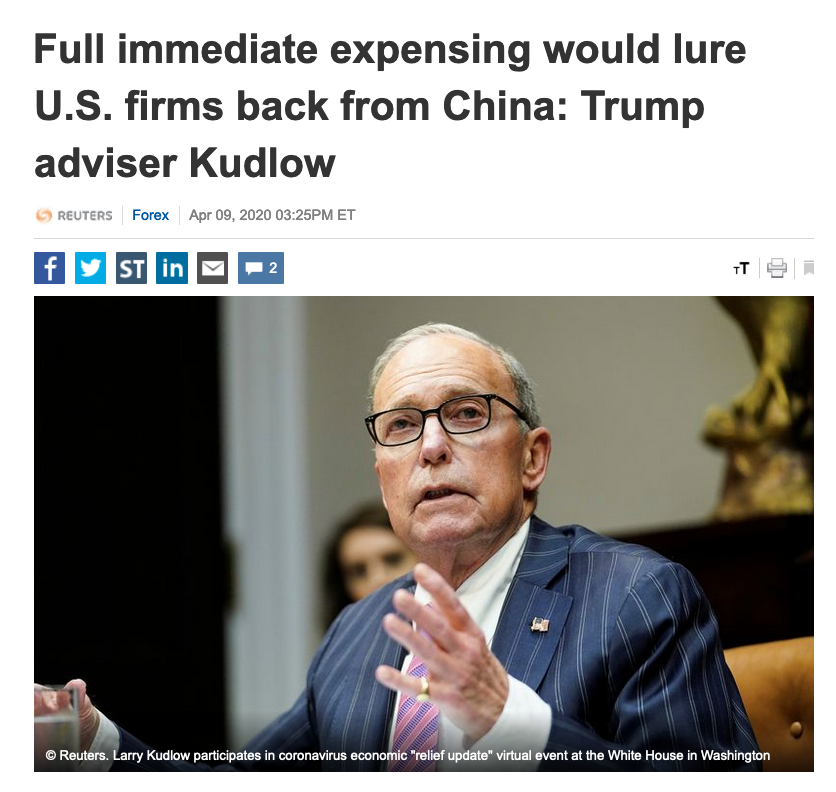 「国际」怎样才能让美企从中国撤回美国本土？库德洛想了个狠招！