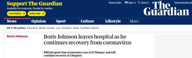 【英国首相】英国首相已经出院去乡间疗养，不会立即恢复工作