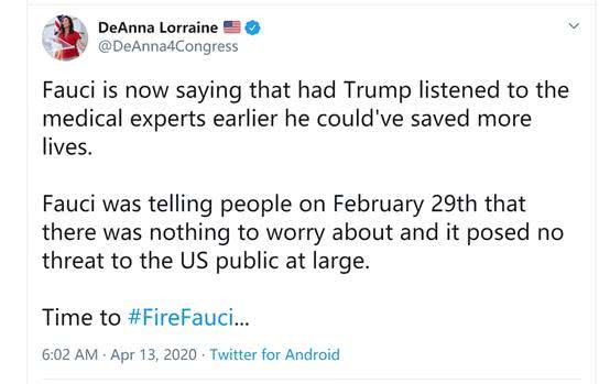 特朗普@被批耽误抗“疫”时机后,特朗普转发“解雇福西”推文