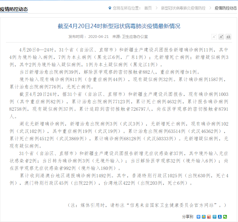 #传染病#31省区市新增确诊病例11例,其中境外输入病例4例,7例为本土病例