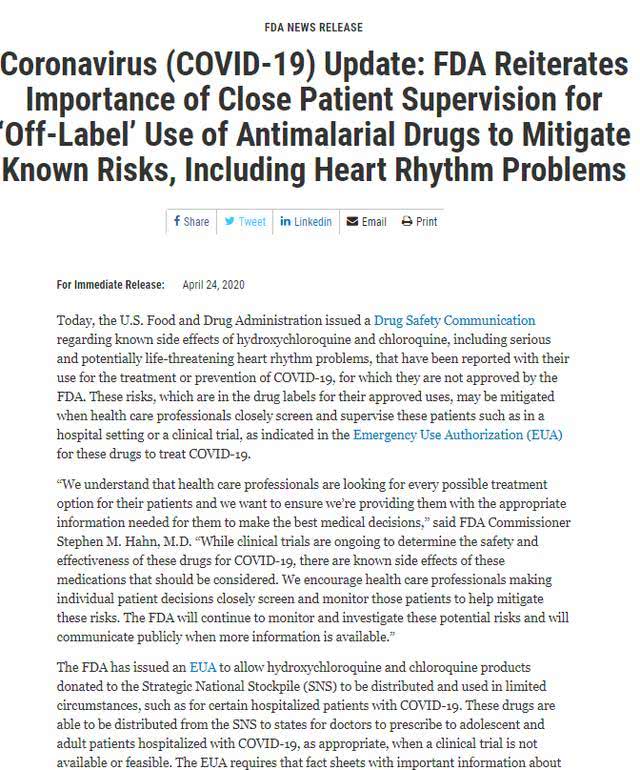 生活@美国食药局警告:不要随便使用特朗普推荐的药!