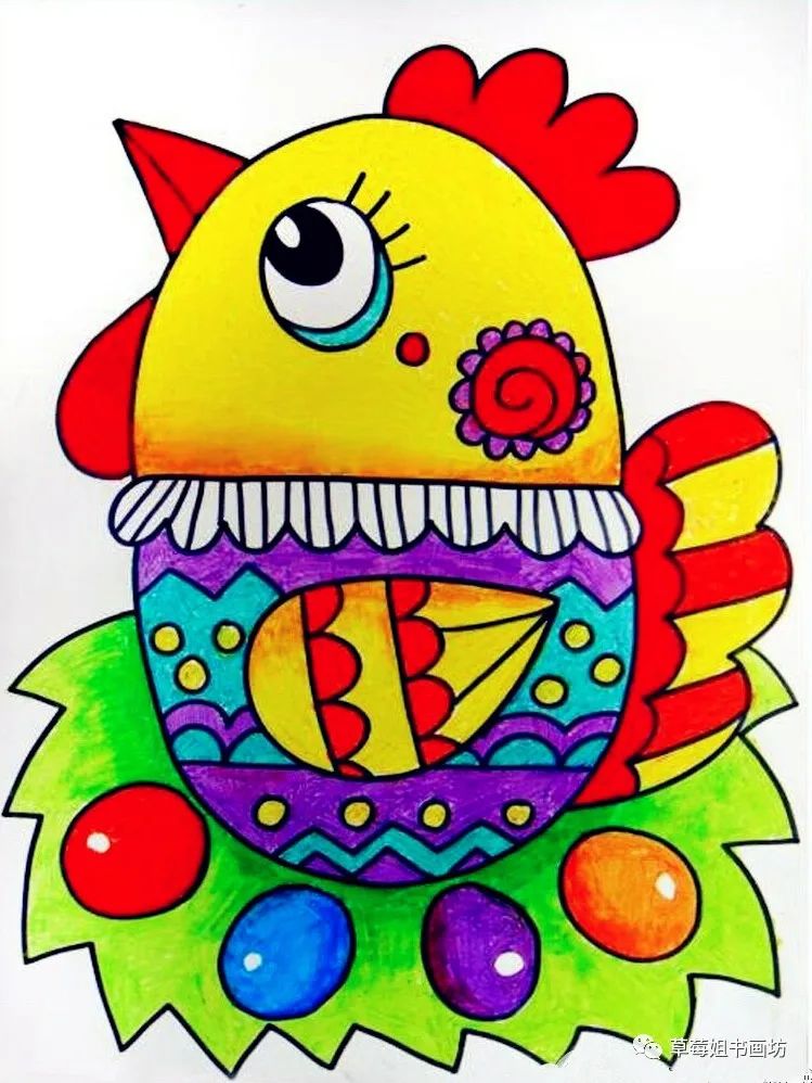 教程儿童马克笔绘画酣睡的小鸟