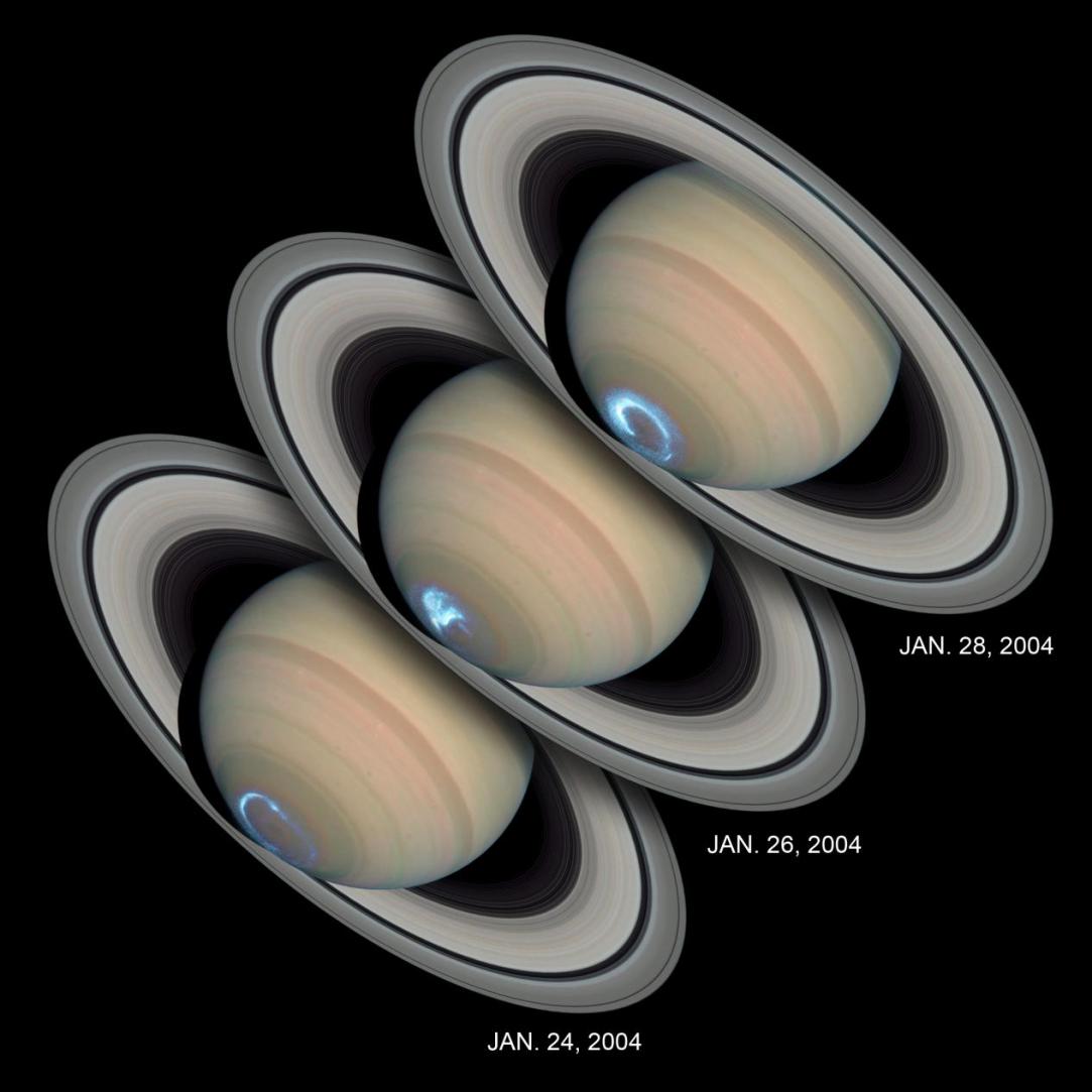 土星极光每隔两天的变化过程