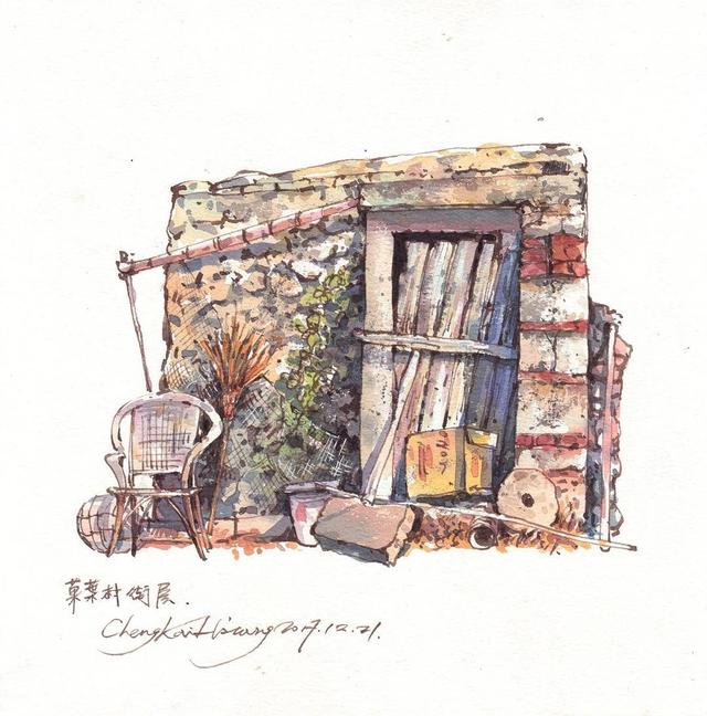 钢笔淡彩以水彩写生的方式记录旅途中的风景