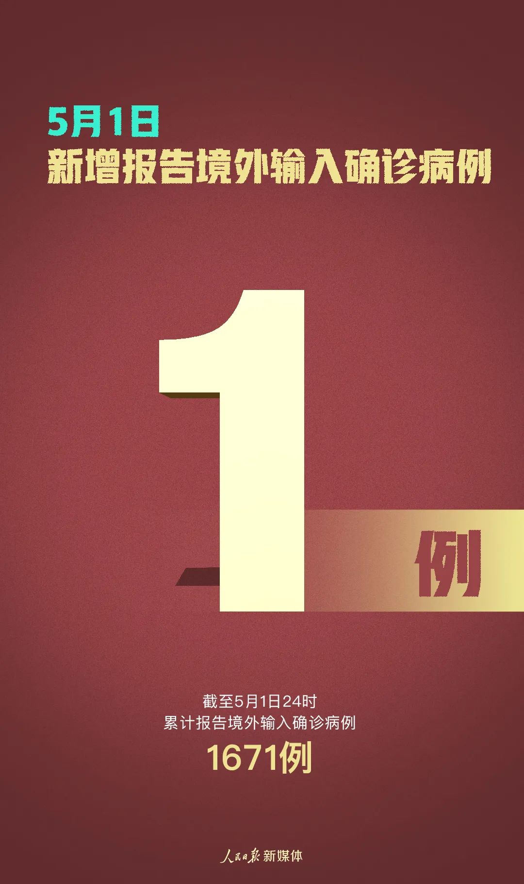 传染病：最新：新增确诊病例1例，为境外输入病例