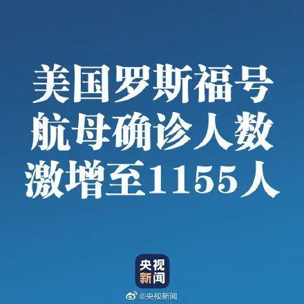 军事@罗斯福号航母确诊人数激增至1155人