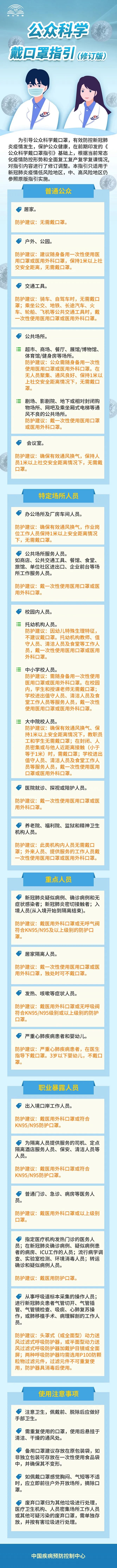 科学公众科学戴口罩指引（修订版）