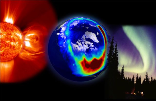 太阳活动和磁场作用不仅产生极光，剧烈的活动也会导致电离层出现“风暴” ©ESA