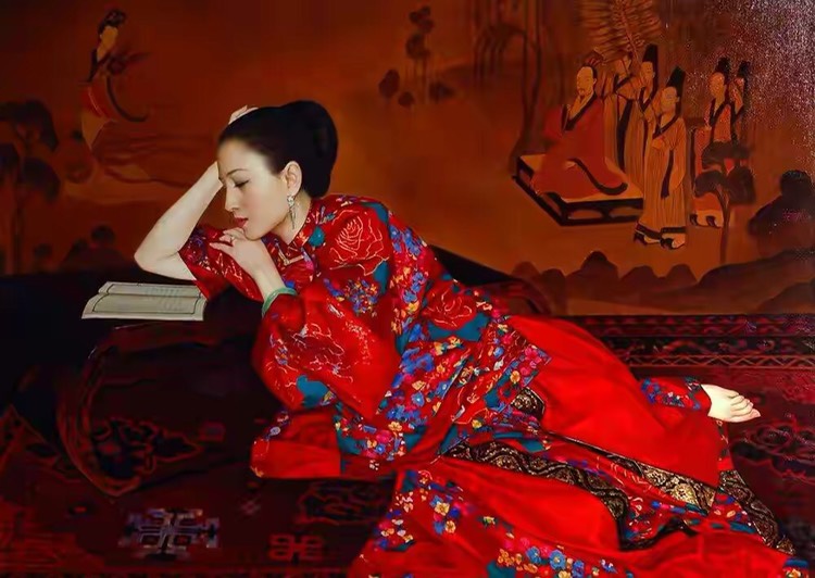 身穿旗袍的古典美人,在画布上演绎着东方神韵_人民号