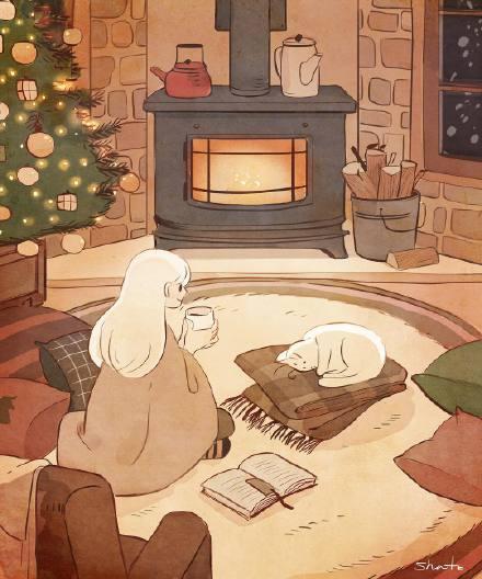 两个人的小温暖一组暖暖的情侣日常插画