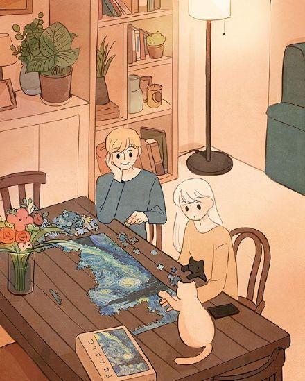 两个人的小温暖一组暖暖的情侣日常插画