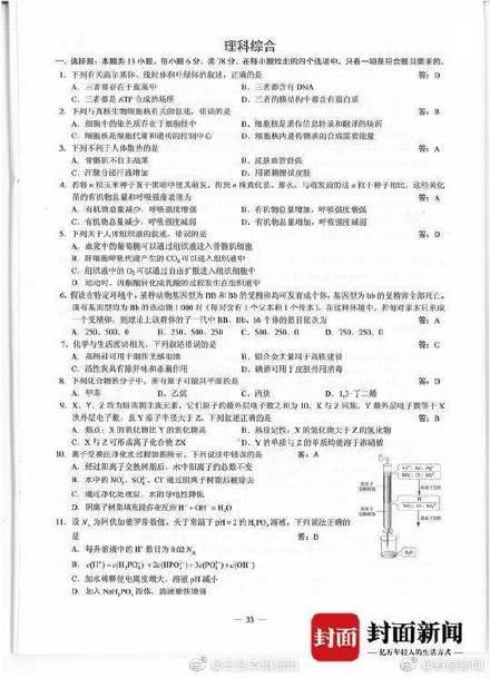 高考|2020高考理综真题答案完整版汇总 2020高考理科综合真题及答案解析全国一卷二卷三卷