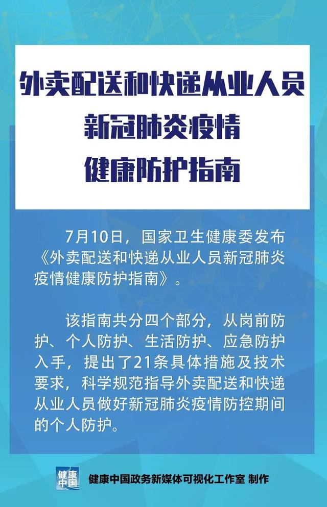 肺炎|图说｜外卖配送和快递从业人员新冠肺炎疫情健康防护指南