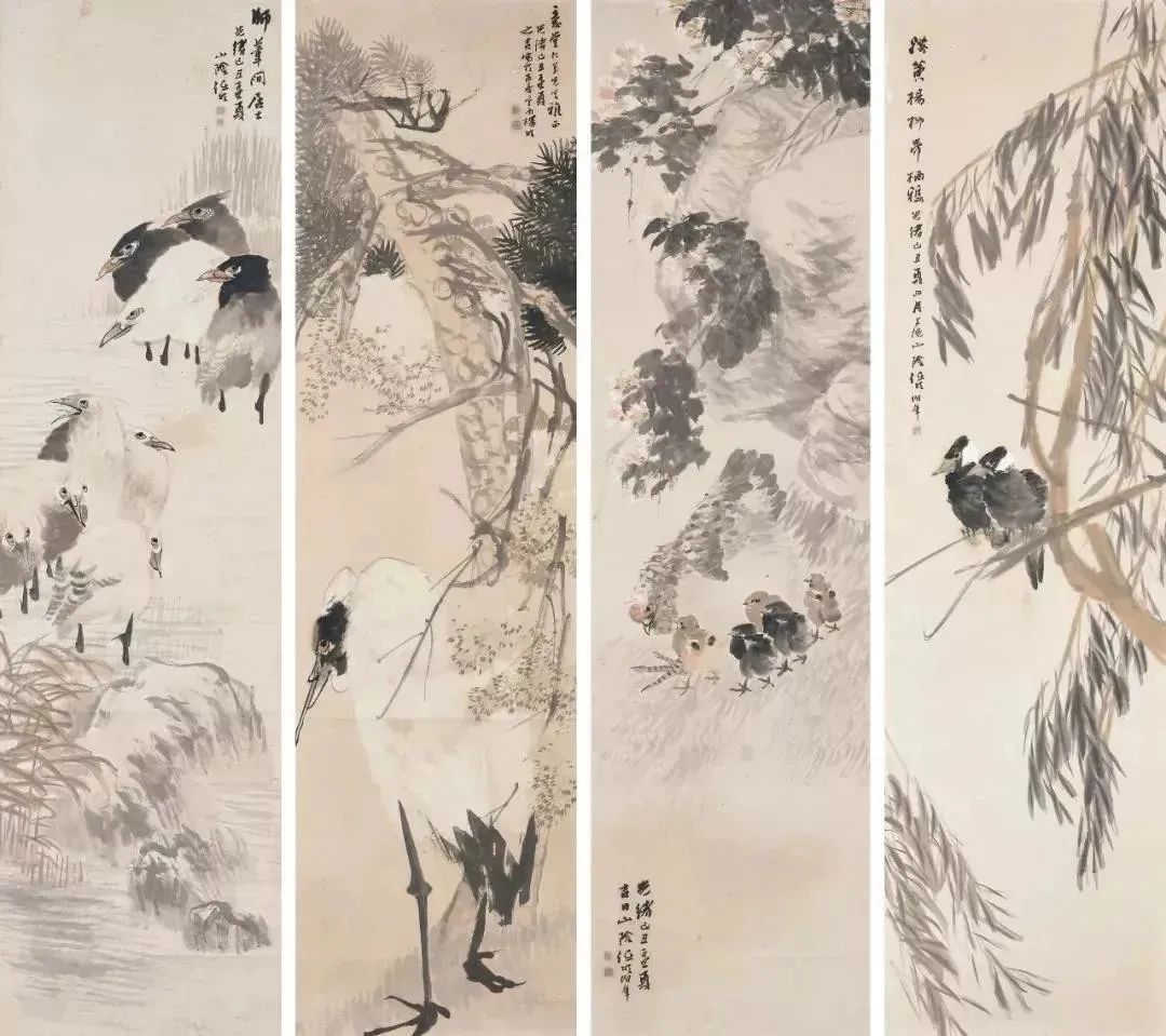 任伯年 花鸟四条屏 估价130万—220万人民币