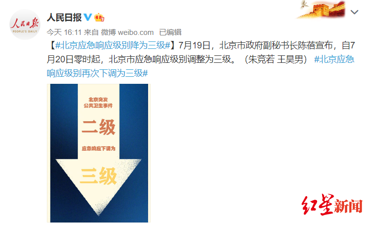疫情|北京防控等级下调！专家：下调等级后，建议市民1—2周不扎堆旅行看电影