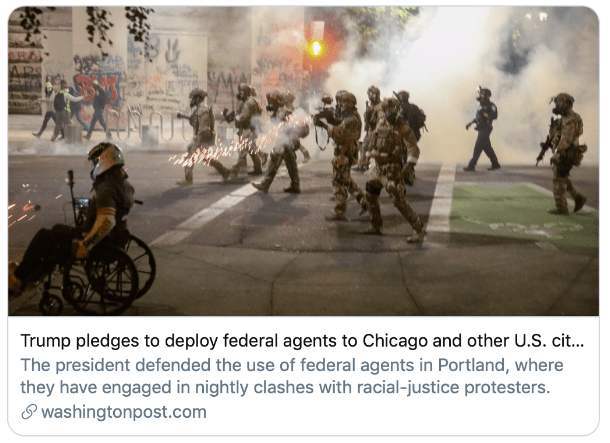 特朗普|采取强力镇压 被批煽动街头暴力 白宫派特工“占领城市”引冲突