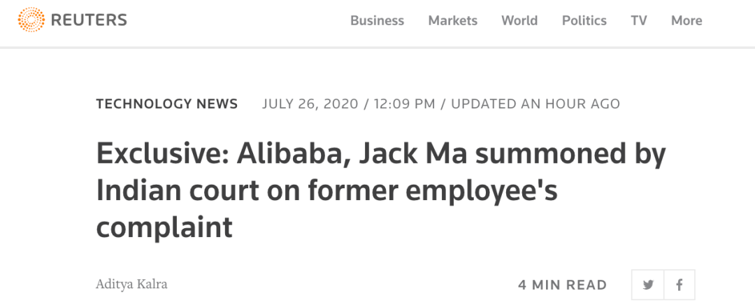 中国经济网|外媒：印度法院传唤马云