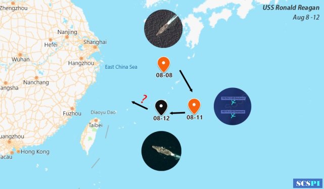 航母|即将进入东海？美部长“访台”前后，“里根”号航母绕台机动