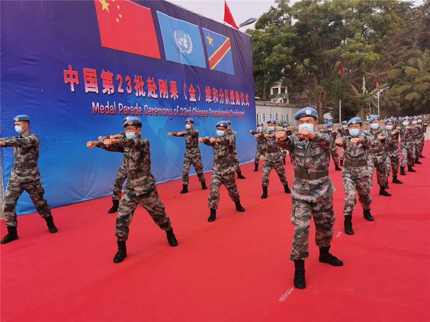军事|中国第23批赴刚果（金）维和部队218名官兵荣获联合国“和平荣誉勋章”
