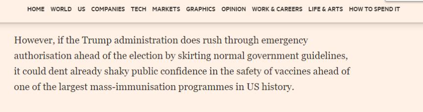 环球时报|急了？外媒称特朗普打算让美国新冠疫苗强行上马