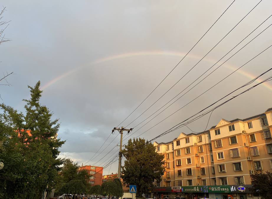 彩虹|美！雨后京城，晚霞与彩虹交辉