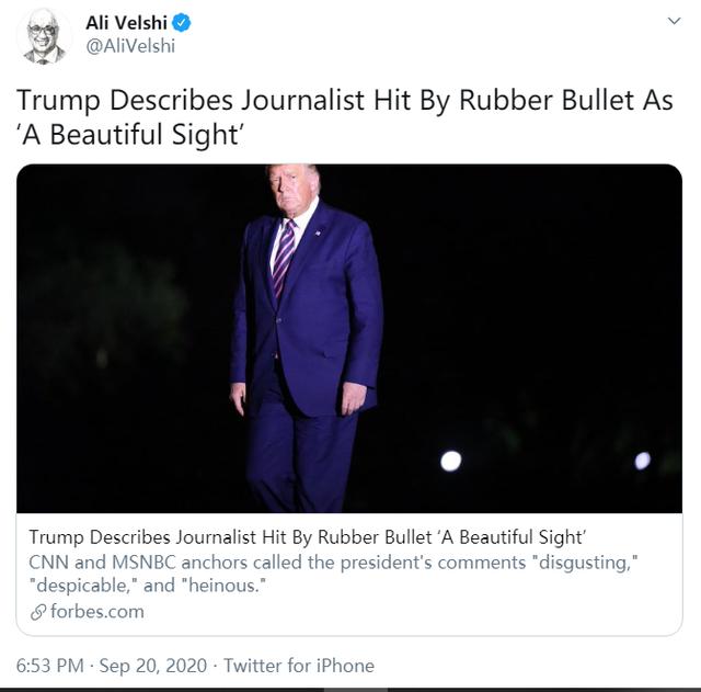 特朗普|记者中弹,特朗普:这真是一道美丽的风景线