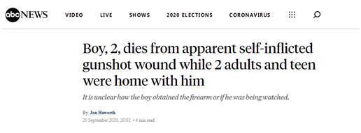 国际社会|骇人！美国2岁男童疑在家开枪自杀