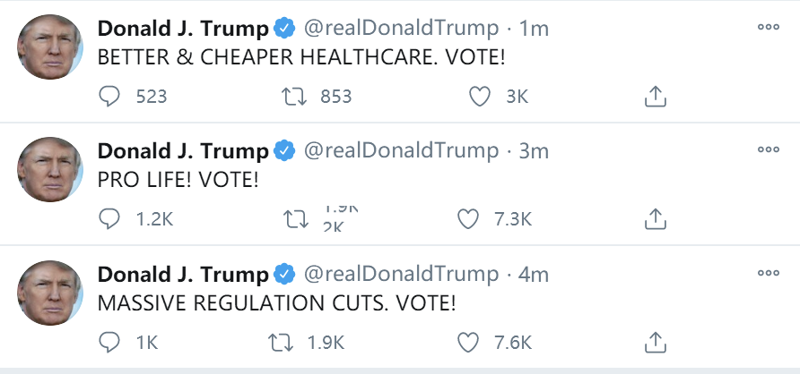 特朗普|特朗普早上6点突然刷屏为自己拉票，连发15个“投票！”