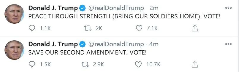 特朗普|特朗普早上6点突然刷屏为自己拉票，连发15个“投票！”