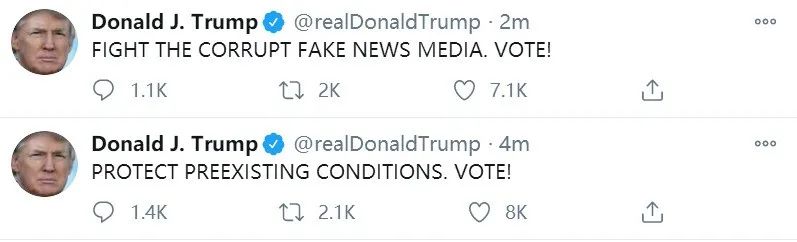 特朗普|特朗普早上6点突然刷屏为自己拉票，连发15个“投票！”