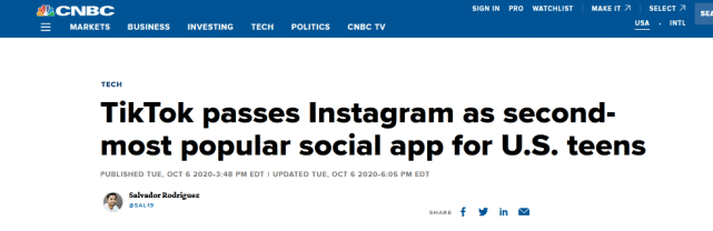 snapchat|美国这个排名，TikTok升到到第二