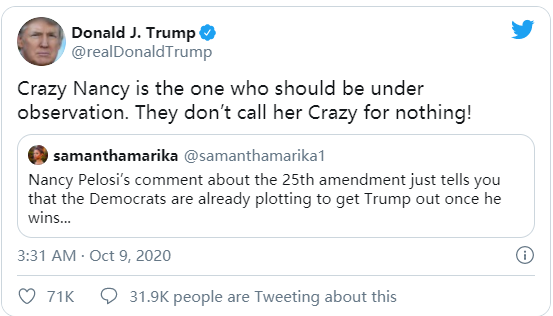 特朗普|特朗普遭佩洛西“逼宫”:无法履职还霸占职位不走的话,直接移除