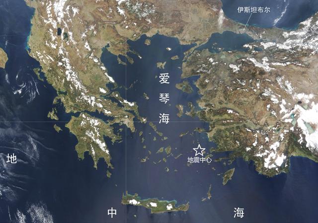 爱琴海周边地区卫星地图