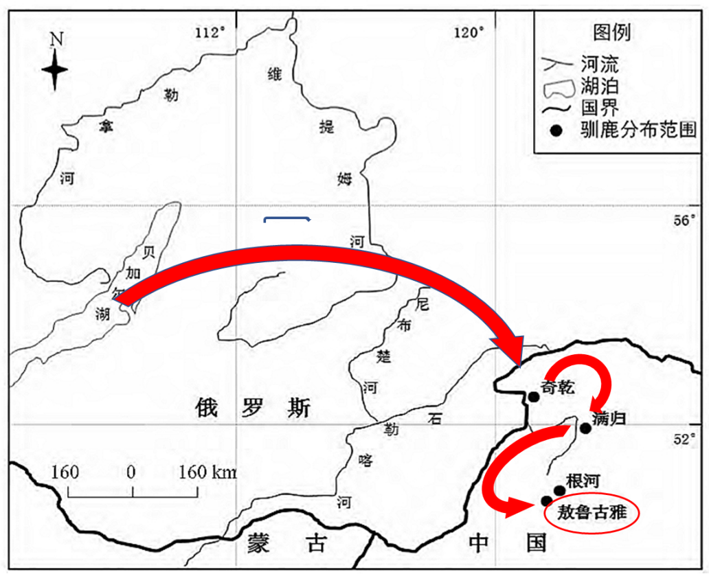 我国驯鹿分布区变迁（图片来源：参考文献11）