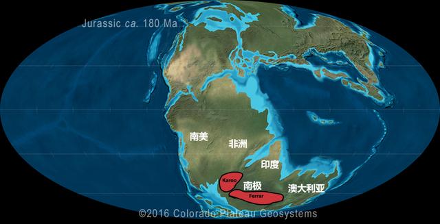 图片来源：Colorado Plateau Geosystems；大火成岩省来源：Bryan and Ernst,2008