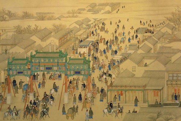 徐扬《日月合璧五星联珠图》长安街场景｜图片来源：作者提供