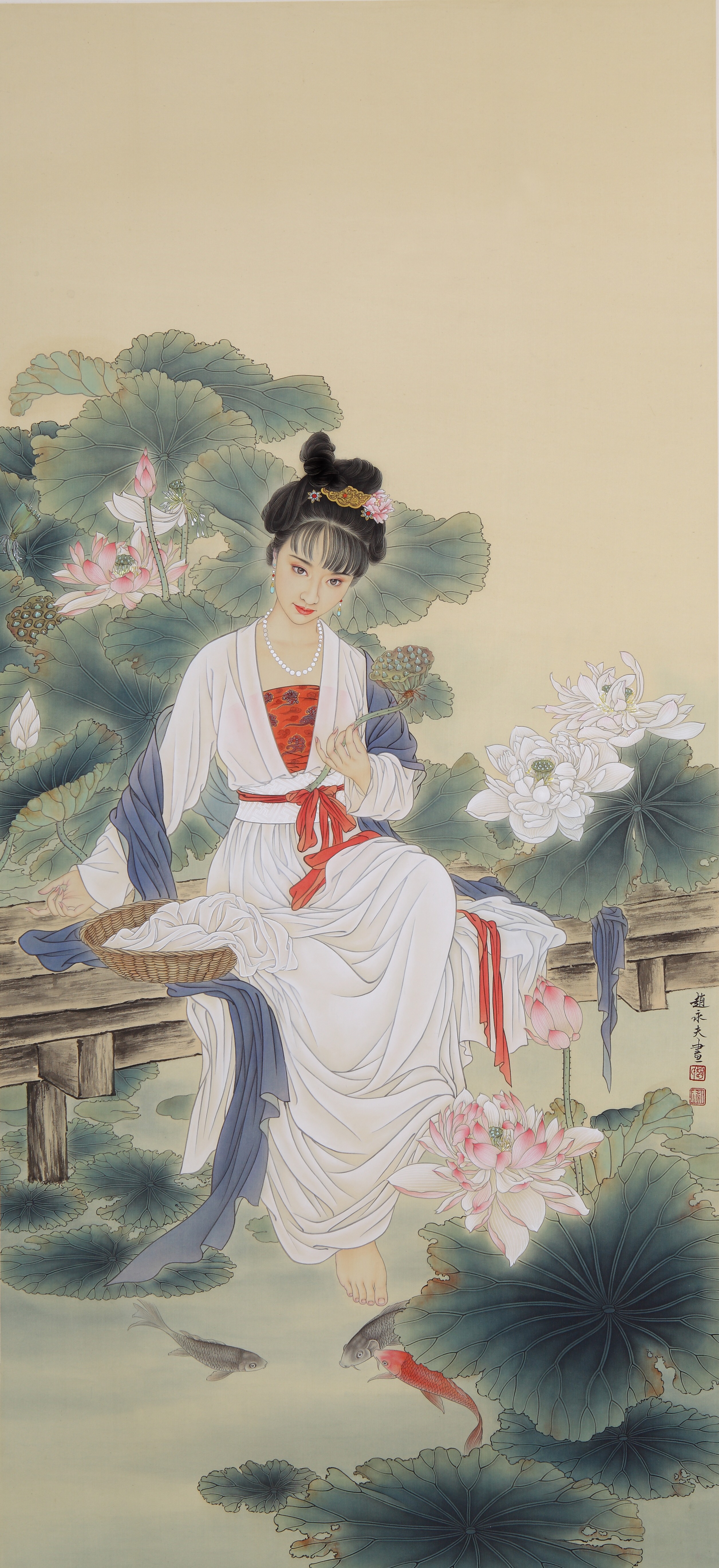 欣赏他笔下的工笔画美不胜收飘飘欲仙灵气逼人