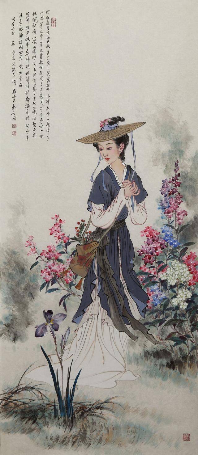 欣赏他笔下的工笔画美不胜收飘飘欲仙灵气逼人