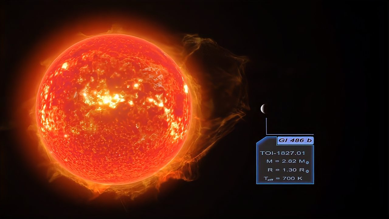 動畫模擬系外行星gliese486b它可能是一個類似金星的星球