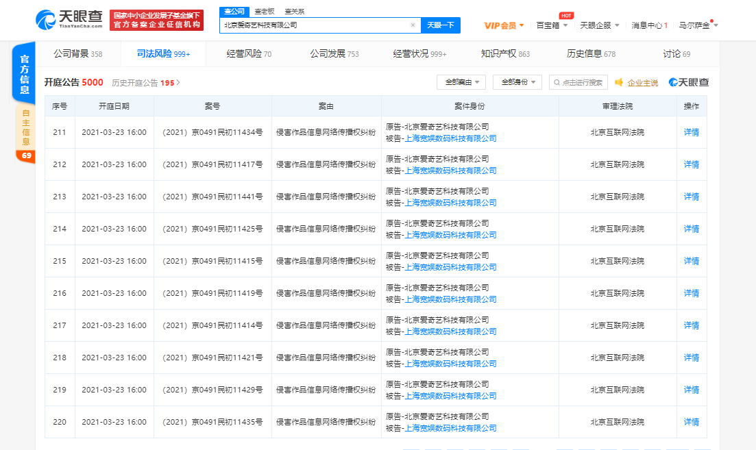 法律|爱奇艺正式起诉B站 案由涉及侵害作品信息网络传播权纠纷