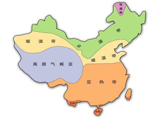 中国温度带分布地图图片