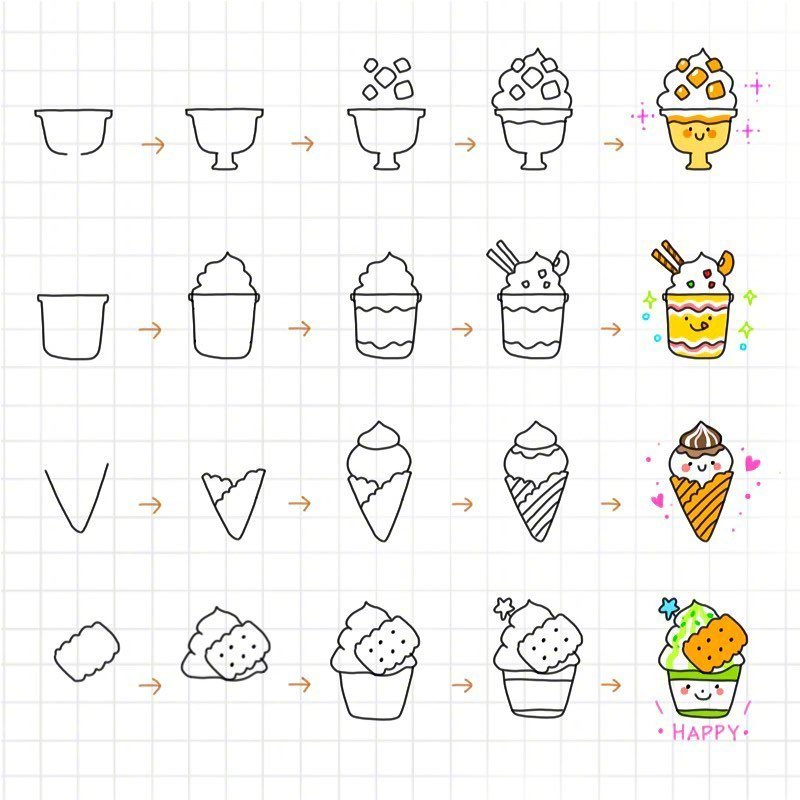 可可爱爱的简笔画素材码住学习