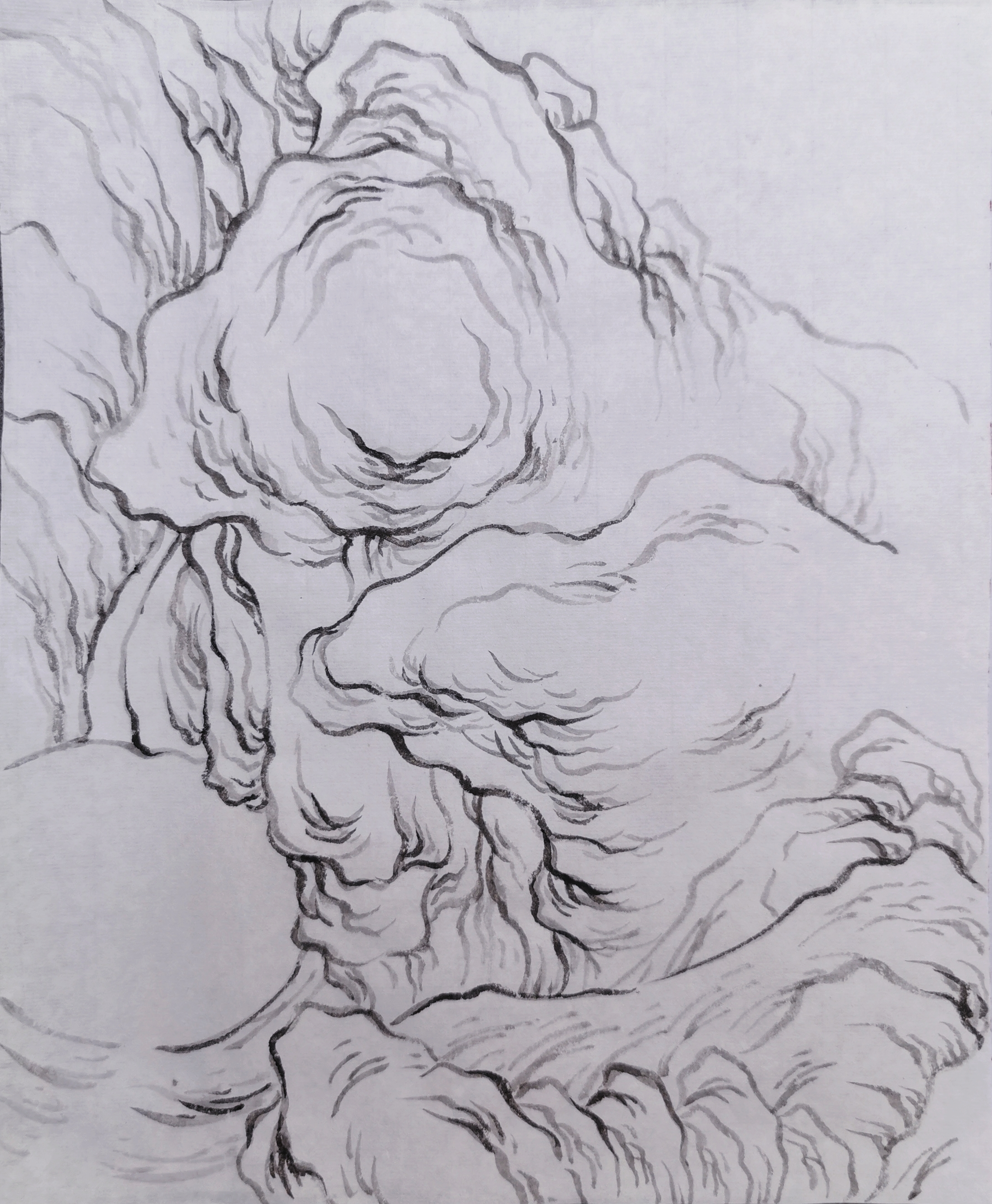 一张表格详细讲解卷云皴用笔用墨