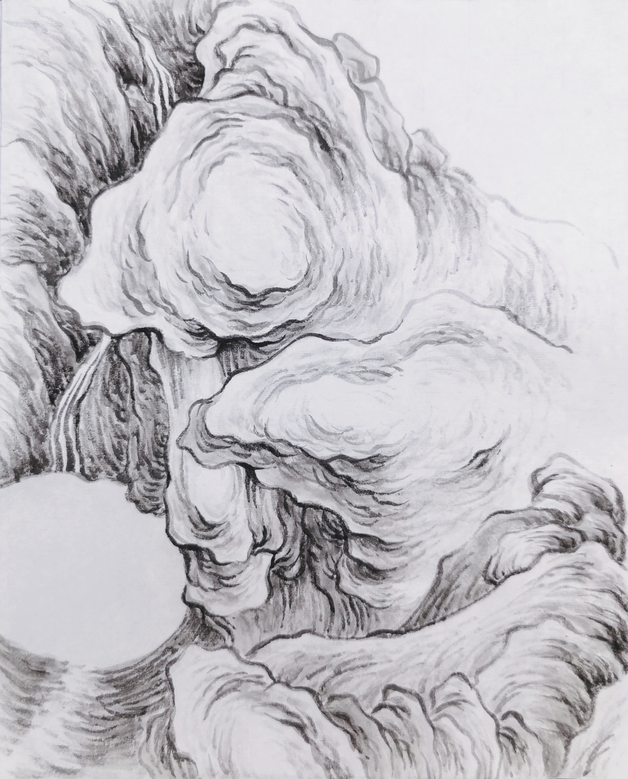 一张表格详细讲解卷云皴用笔用墨